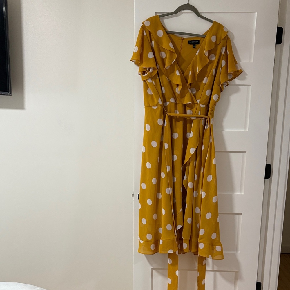 Lane Bryant Mustard Polka Dot Midi Dress